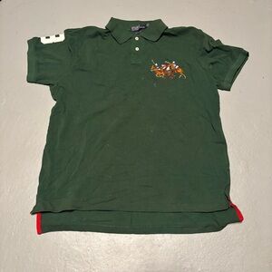 Polo Ralph Lauren Shirt Mens XL Green Triple Big Pony Match 3 Rugby Preppy
